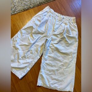 Pilcro Anthropologie Wide Leg Cream Capri Pants